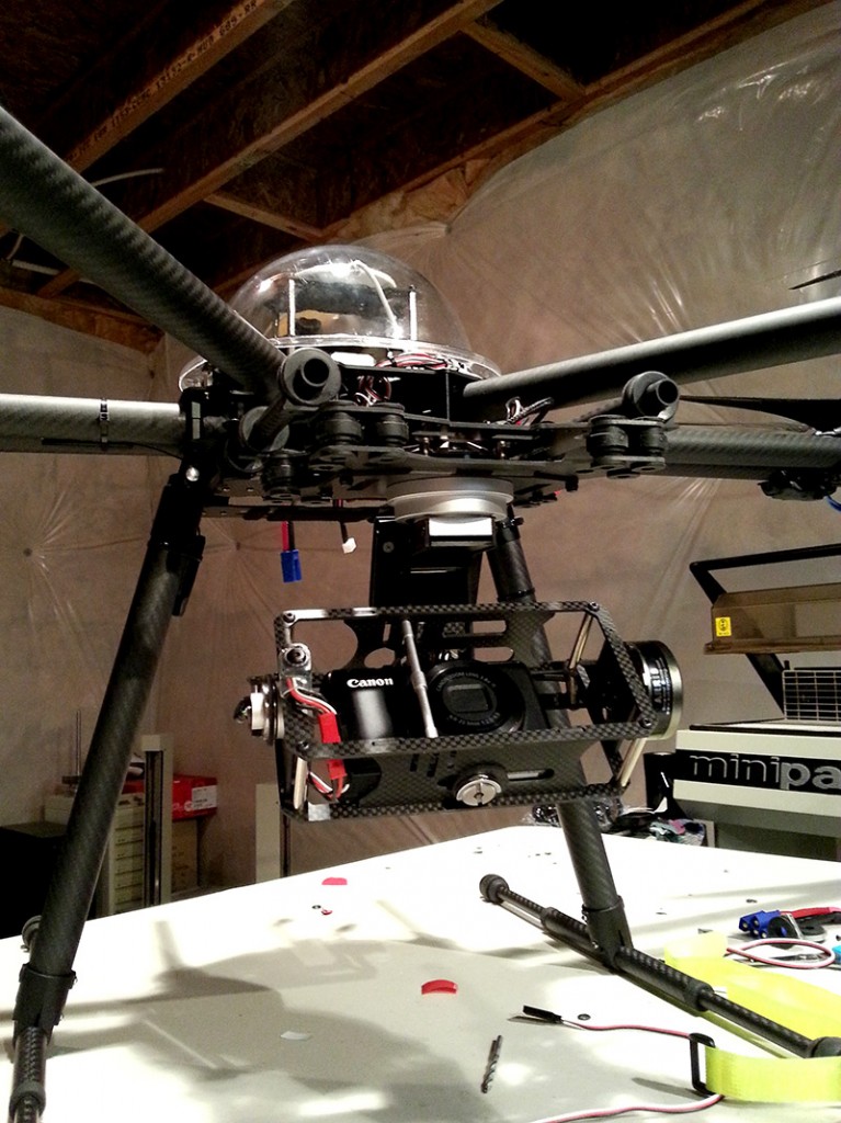 Hexacopter with Arris Zhaoyun 3-axis gimbal installed